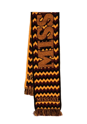 Missoni logo-embroidery frayed scarf - Orange