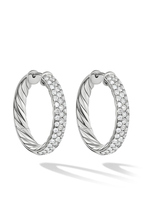 David Yurman sterling silver diamond sculpted cable hoop earrings