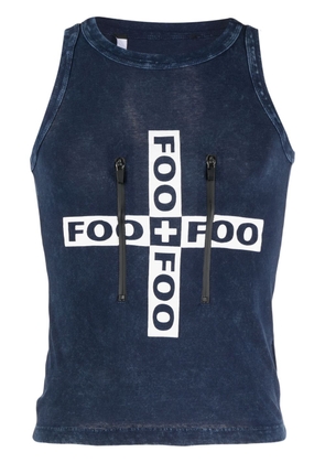 FOO AND FOO logo-printed zip-detailed tank top - Blue