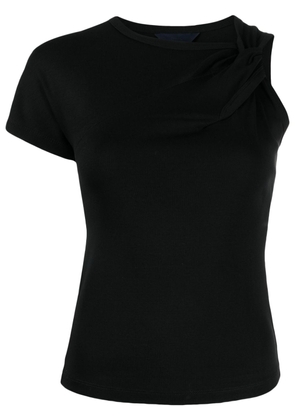 Juun.J single-sleeved draped T-shirt - Black