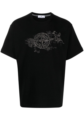 Stone Island embroidered-logo cotton T-shirt - Black