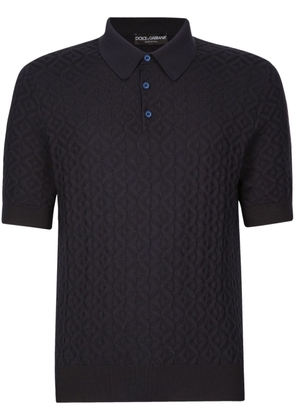 Dolce & Gabbana geometric-pattern knit polo shirt - Blue