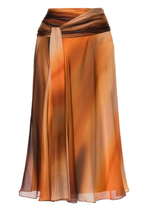 Alberta Ferretti chiffon silk midi skirt - Brown