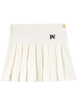 Palm Angels monogram-embroidered pleated miniskirt - White