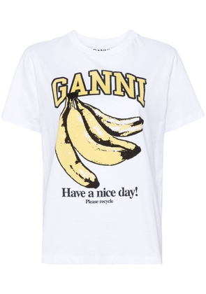 GANNI Banana cotton T-shirt - White