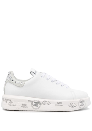 Premiata Belle crystal-embellished leather sneakers - White