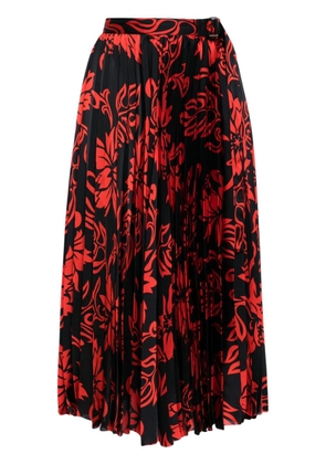 sacai floral-print pleated midi skirt - Red