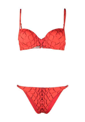 Noire Swimwear abstract-print bikini set - Red