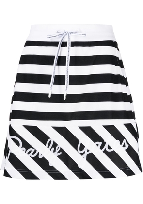 PEARLY GATES logo-print striped miniskirt - Black