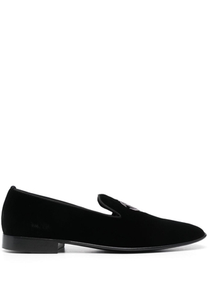 Roberto Cavalli embroidered suede loafers - Black