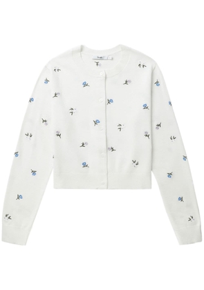 b+ab floral-embroidered cardigan - White