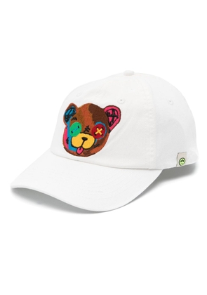 BARROW teddy bear-embroidered cotton cap - White