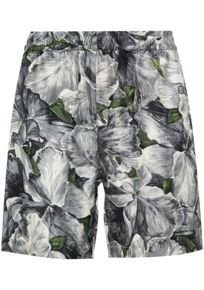 Sunflower floral-print silk shorts - Grey