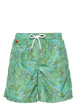 Kiton logo-embroidered swim shorts - Green