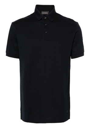 Emporio Armani pattern-jacquard polo shirt - Blue