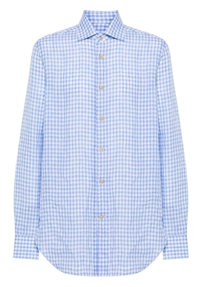 Kiton gingham-check linen shirt - Blue