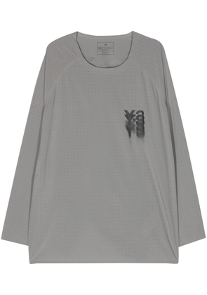 Y-3 logo-print perforated T-shirt - Grey