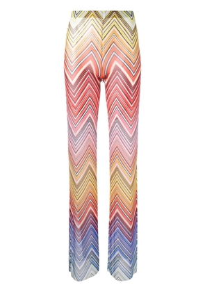 Missoni Zigzag-print straight-leg tulle trousers - Red