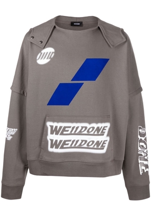 We11done logo-print cotton jumper - Grey