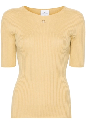Courrèges Solar logo-patch ribbed top - Yellow