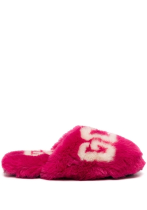 Gcds logo print faux-fur slippers - Pink