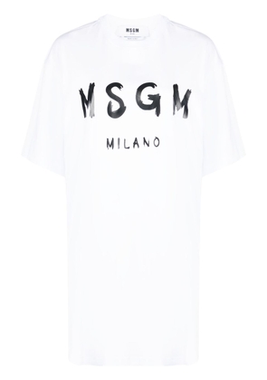 MSGM logo-print cotton T-shirt dress - White