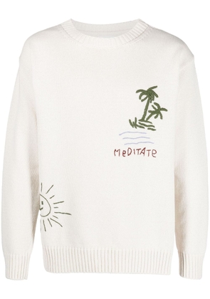 President’S logo-print knitted sweatshirt - Neutrals