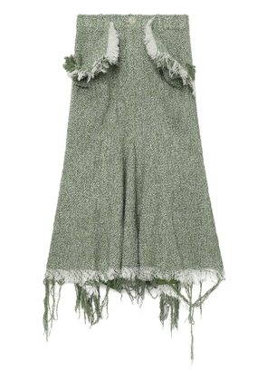 yuhan wang frayed-detail high-waisted skirt - Green