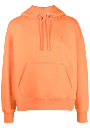 AMI Paris embroidered-motif drawstring hoodie - Orange