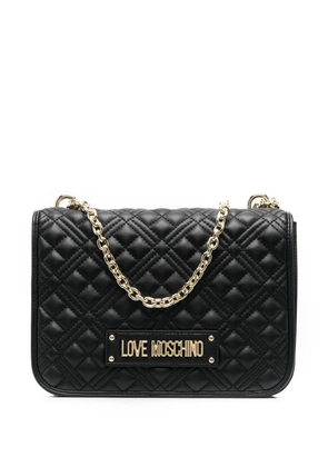 Love Moschino quilted logo-plaque shoulder bag - Black