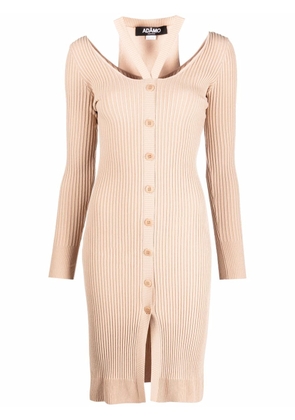 ANDREĀDAMO Double-Layer knitted midi dress - Neutrals
