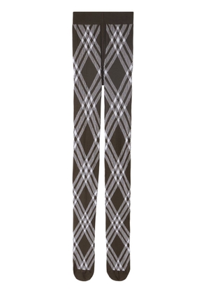 Burberry check-pattern wool blend tights - Brown