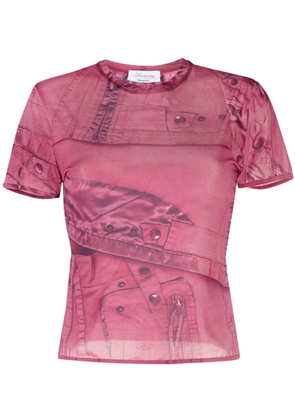 Blumarine graphic-print semi-sheer T-shirt - Pink