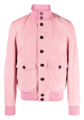 Bally button-up leather bomber jacket - Pink