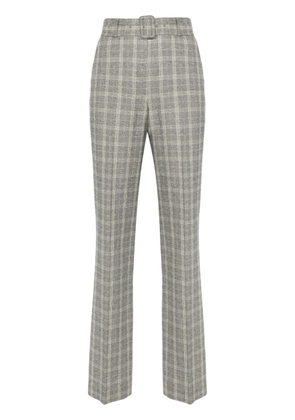 DRIES VAN NOTEN check-pattern belted trousers - Grey