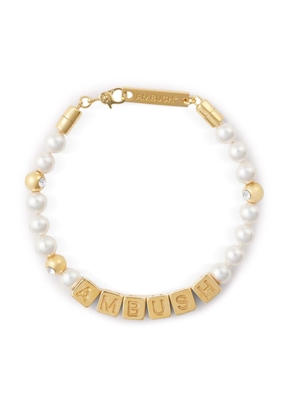 AMBUSH Letterblock pearl-embellished bracelet - Gold
