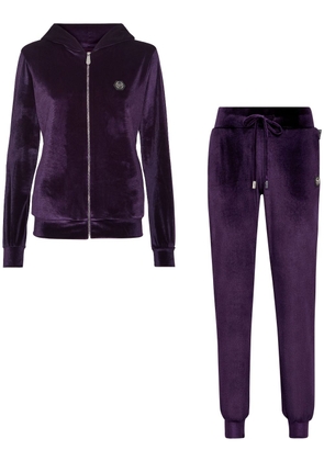 Philipp Plein logo-patch velvet tracksuit set - Purple
