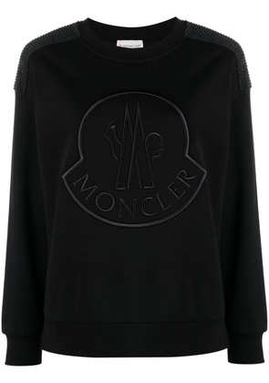 Moncler logo-embroidered cotton-blend sweatshirt - Black