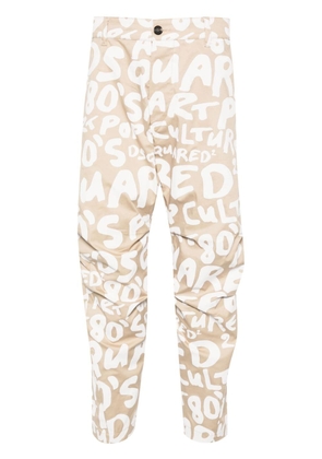 Dsquared2 logo-print tapered trousers - Neutrals