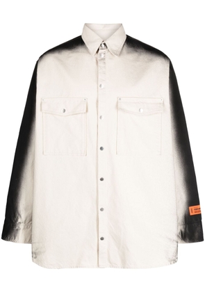 Heron Preston faded-effect logo-patch shirt - Neutrals