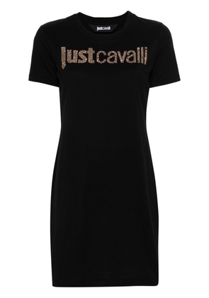 Just Cavalli logo-embellished cotton shirt dress - Black
