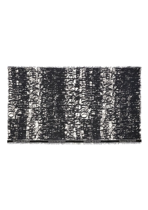 Alexander McQueen abstract-print frayed-trim scarf - Black