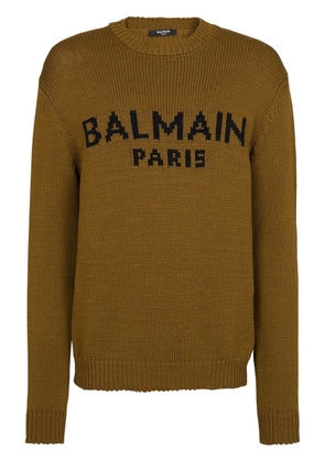 Balmain intarsia-knit logo jumper - Brown