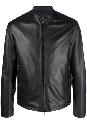 Emporio Armani zip-up leather jacket - Blue