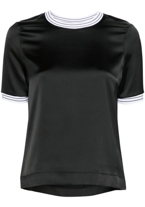 Herno contrast-trim satin T-shirt - Black