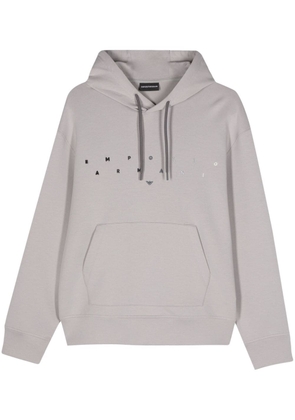 Emporio Armani logo-embroidered hoodie - Grey