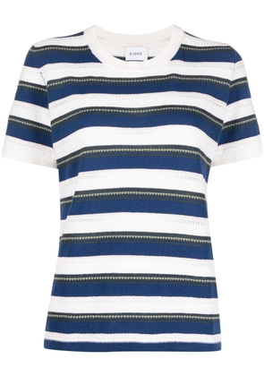 Barrie striped short-sleeve knitted top - Neutrals