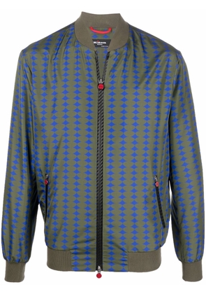 Kiton geometric-pattern zip-up jacket - Green