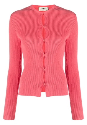 FENDI ribbed-knit cotton-blend cardigan - Pink