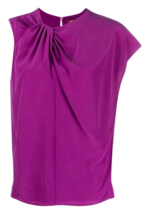 'S Max Mara asymmetric-sleeve silk T-shirt - Purple